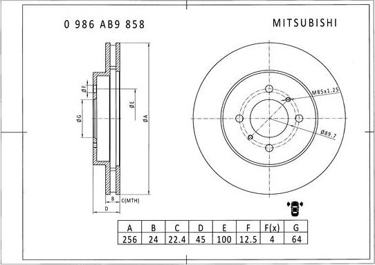 BOSCH 0 986 AB9 858 - Disque de frein cwaw.fr