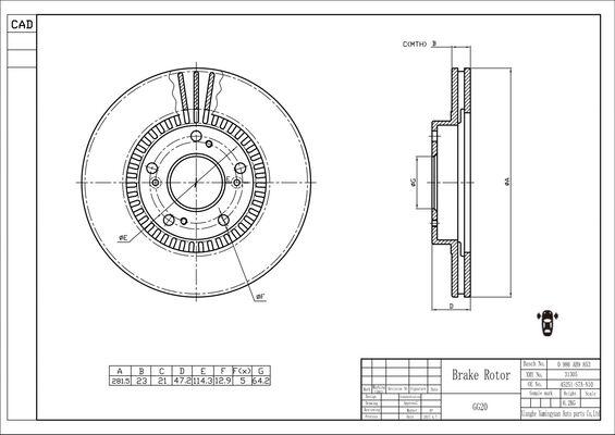 BOSCH 0 986 AB9 853 - Disque de frein cwaw.fr