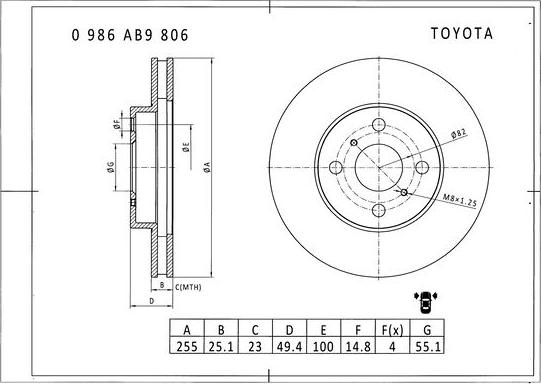 BOSCH 0 986 AB9 806 - Disque de frein cwaw.fr