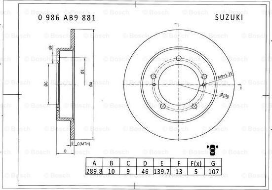 BOSCH 0 986 AB9 881 - Disque de frein cwaw.fr