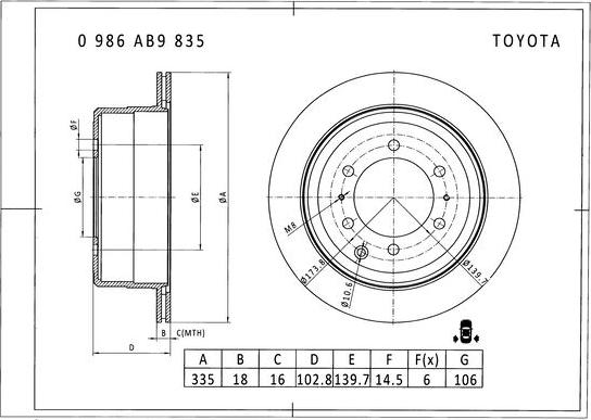 BOSCH 0 986 AB9 835 - Disque de frein cwaw.fr