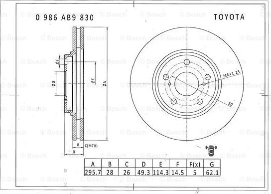 BOSCH 0 986 AB9 830 - Disque de frein cwaw.fr