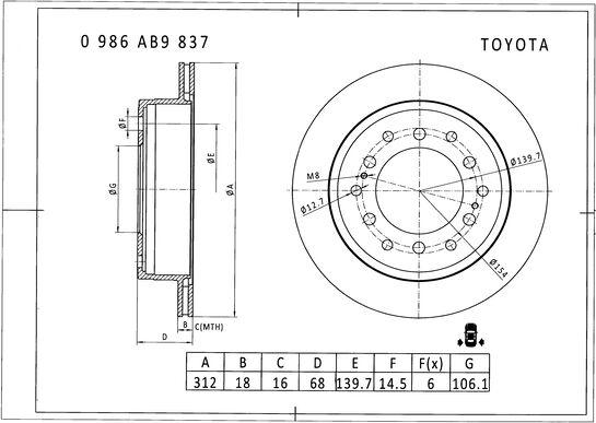 BOSCH 0 986 AB9 837 - Disque de frein cwaw.fr