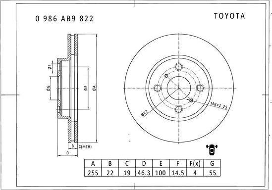 BOSCH 0 986 AB9 822 - Disque de frein cwaw.fr