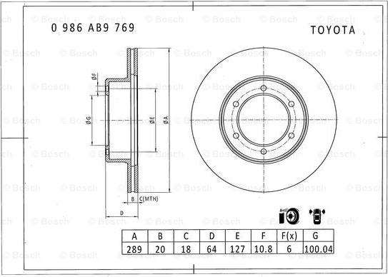 BOSCH 0 986 AB9 769 - Disque de frein cwaw.fr