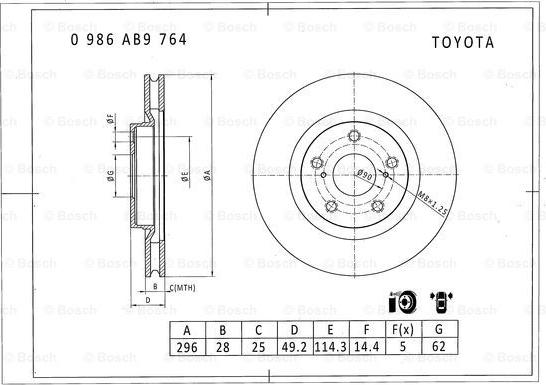 BOSCH 0 986 AB9 764 - Disque de frein cwaw.fr