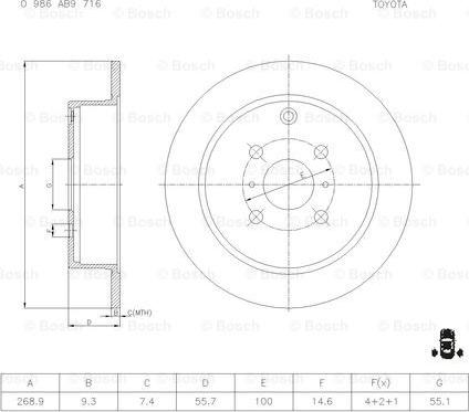 BOSCH 0 986 AB9 716 - Disque de frein cwaw.fr