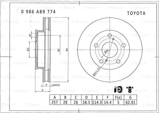 BOSCH 0 986 AB9 774 - Disque de frein cwaw.fr