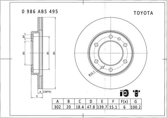 BOSCH 0 986 AB5 495 - Disque de frein cwaw.fr