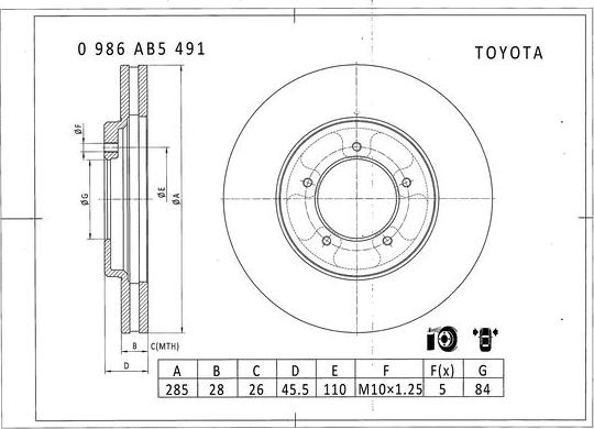 BOSCH 0 986 AB5 491 - Disque de frein cwaw.fr