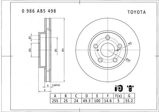 BOSCH 0 986 AB5 498 - Disque de frein cwaw.fr