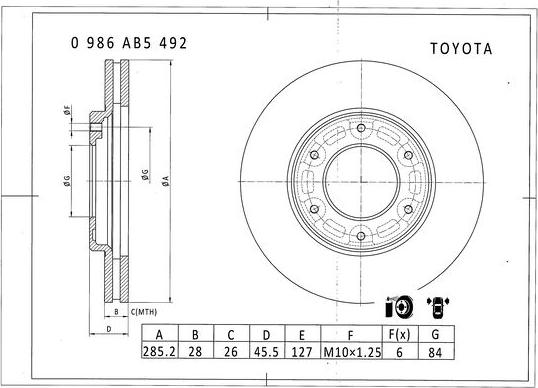 BOSCH 0 986 AB5 492 - Disque de frein cwaw.fr