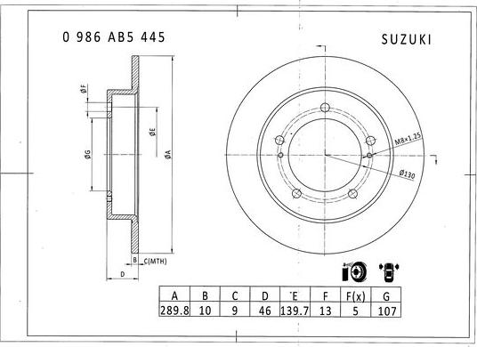 BOSCH 0 986 AB5 445 - Disque de frein cwaw.fr