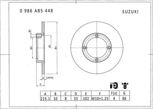 BOSCH 0 986 AB5 448 - Disque de frein cwaw.fr