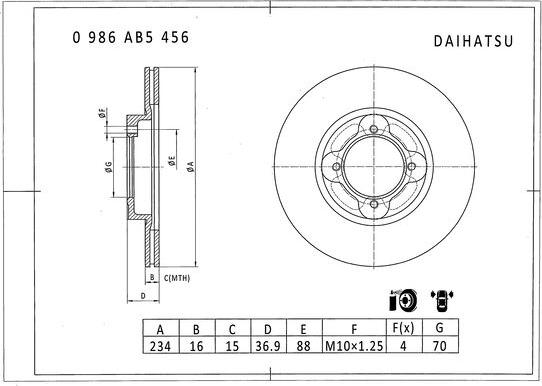 BOSCH 0 986 AB5 456 - Disque de frein cwaw.fr