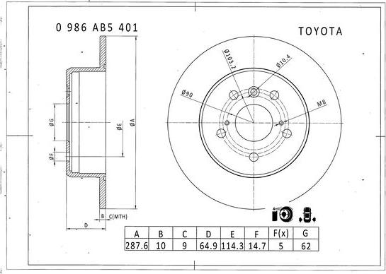 BOSCH 0 986 AB5 401 - Disque de frein cwaw.fr