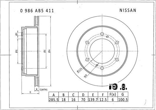 BOSCH 0 986 AB5 411 - Disque de frein cwaw.fr