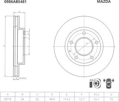 BOSCH 0 986 AB5 481 - Disque de frein cwaw.fr