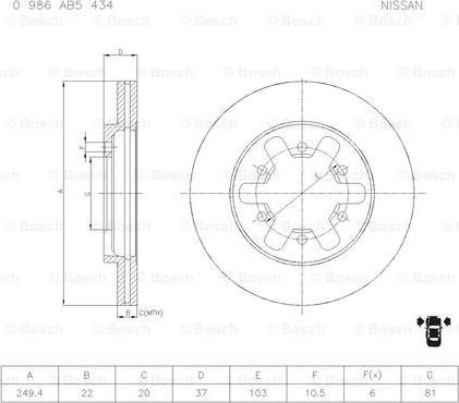 BOSCH 0 986 AB5 434 - Disque de frein cwaw.fr