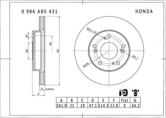 BOSCH 0 986 AB5 431 - Disque de frein cwaw.fr