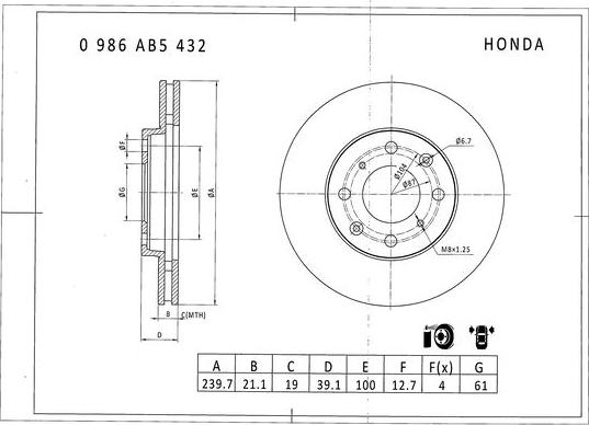 BOSCH 0 986 AB5 432 - Disque de frein cwaw.fr