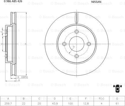 BOSCH 0 986 AB5 426 - Disque de frein cwaw.fr