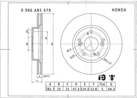 BOSCH 0 986 AB5 479 - Disque de frein cwaw.fr