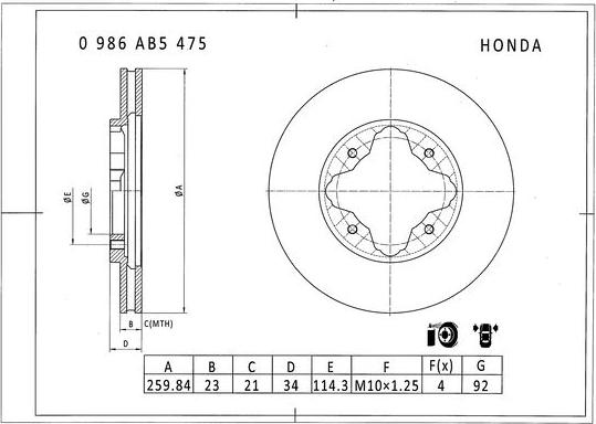 BOSCH 0 986 AB5 475 - Disque de frein cwaw.fr