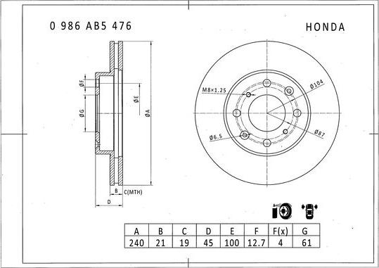 BOSCH 0 986 AB5 476 - Disque de frein cwaw.fr