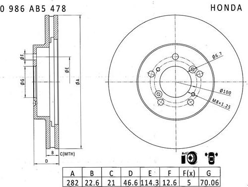 BOSCH 0 986 AB5 478 - Disque de frein cwaw.fr