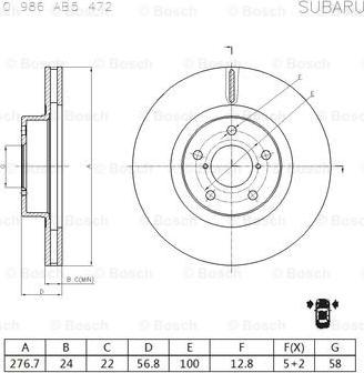 BOSCH 0 986 AB5 472 - Disque de frein cwaw.fr