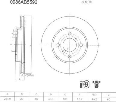 BOSCH 0 986 AB5 592 - Disque de frein cwaw.fr