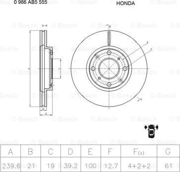 BOSCH 0 986 AB5 555 - Disque de frein cwaw.fr