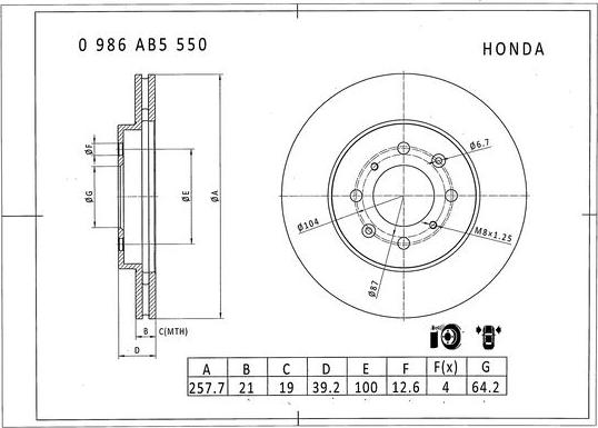 BOSCH 0 986 AB5 550 - Disque de frein cwaw.fr