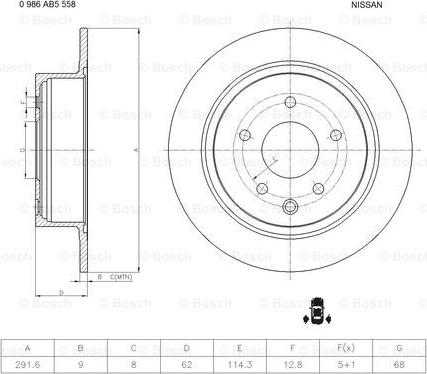 BOSCH 0 986 AB5 558 - Disque de frein cwaw.fr