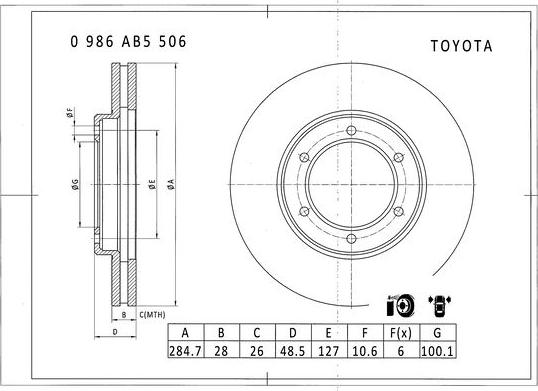 BOSCH 0 986 AB5 506 - Disque de frein cwaw.fr