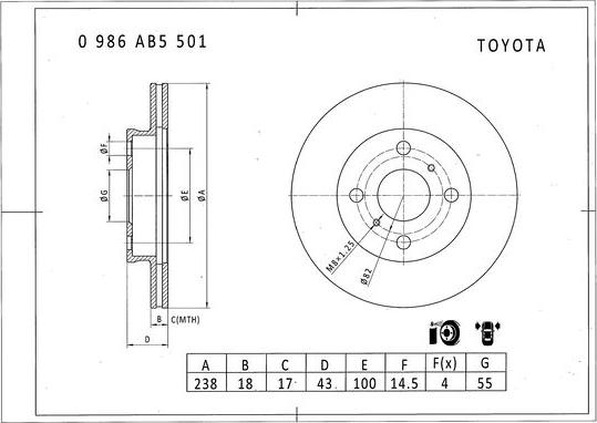 BOSCH 0 986 AB5 501 - Disque de frein cwaw.fr