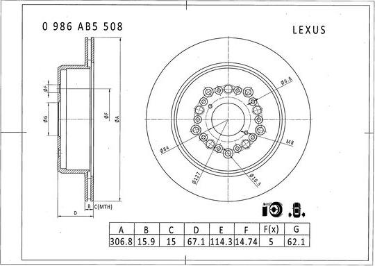 BOSCH 0 986 AB5 508 - Disque de frein cwaw.fr