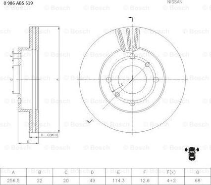 BOSCH 0 986 AB5 519 - Disque de frein cwaw.fr