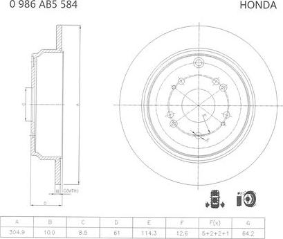 BOSCH 0 986 AB5 584 - Disque de frein cwaw.fr