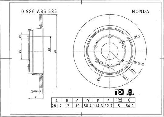 BOSCH 0 986 AB5 585 - Disque de frein cwaw.fr