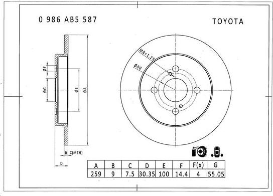 BOSCH 0 986 AB5 587 - Disque de frein cwaw.fr