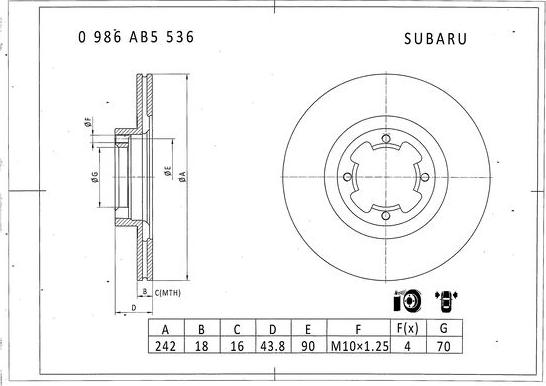 BOSCH 0 986 AB5 536 - Disque de frein cwaw.fr