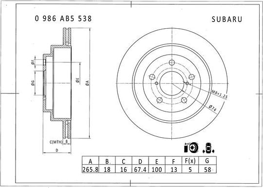 BOSCH 0 986 AB5 538 - Disque de frein cwaw.fr