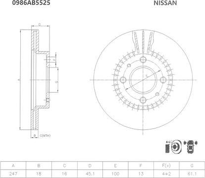 BOSCH 0 986 AB5 525 - Disque de frein cwaw.fr