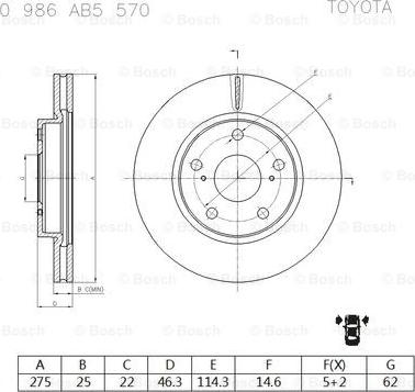 BOSCH 0 986 AB5 570 - Disque de frein cwaw.fr