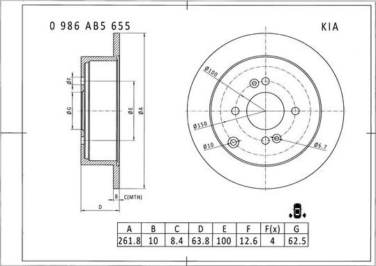 BOSCH 0 986 AB5 655 - Disque de frein cwaw.fr