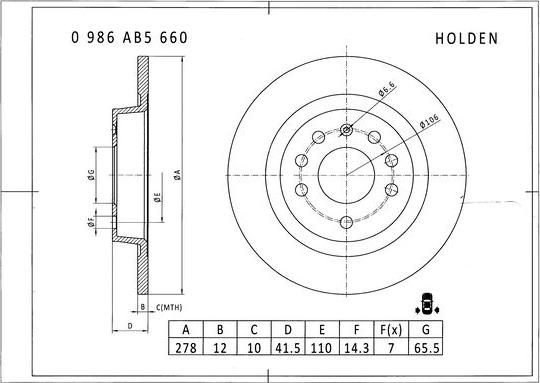 BOSCH 0 986 AB5 660 - Disque de frein cwaw.fr