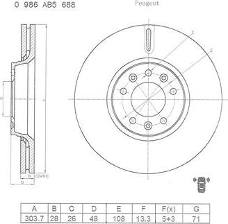 BOSCH 0 986 AB5 688 - Disque de frein cwaw.fr