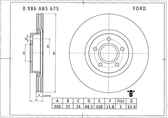 BOSCH 0 986 AB5 675 - Disque de frein cwaw.fr